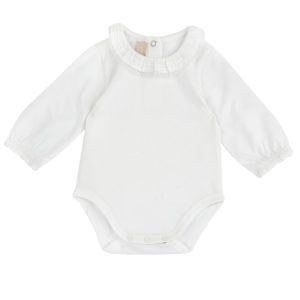 Maglia Body M/L Bianca con Ricamo