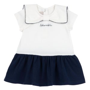 Abito M/C in Cotone Bianco e Blu – Chicco