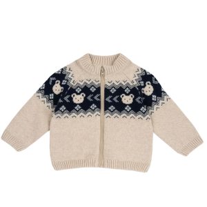 CARDIGAN IN MAGLIA CON ZIP BEIGE – Chicco