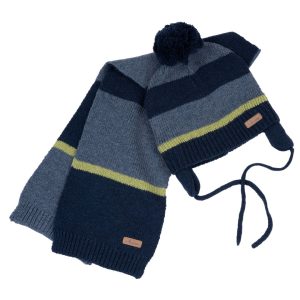 SCIARPA E CAPPELLO CON PONPON MELANGE BLU – Chicco