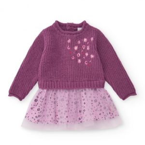 VESTITO IN MAGLIA E TULLE LILLA – Tuc tuc