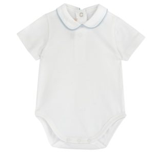Maglia Body M/C Bianco con bordo Celeste – Chicco