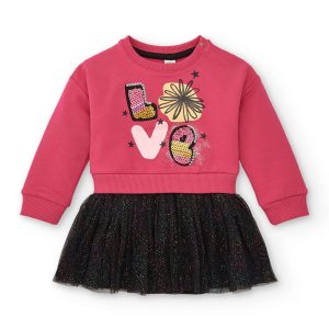 VESTITO FUCSCIA CON TULLE NERO COSMIC GIRL – Tuc tuc
