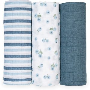 Set di 3 Mussole Swaddle 69 x 69 cm Mirtilli – Lulujo