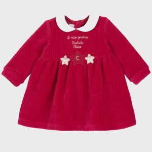 VESTITO NATALIZIO VELLUTO A COSTINE ROSSO – Chicco