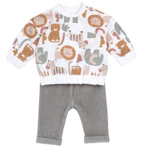 COMPLETO FELPA ANIMALI E PANTALONE RIGATO VERDE – Chicco