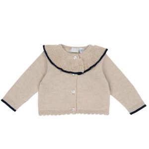 Cardigan in Maglia Beige con Bordo blu – Chicco