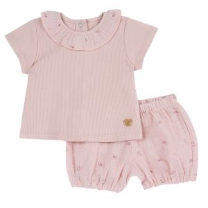 COMPLETO T-SHIRT COSTINE E SHORT ROSA PESCO – CHICCO
