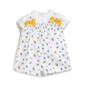 PAGLIACCETTO CON TSHIRT M/C  B.CO CON FIOCCHI GIALLI – CHICCO