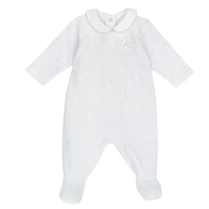 Tutina Bianca Ricamata Apertura Patello – Chicco