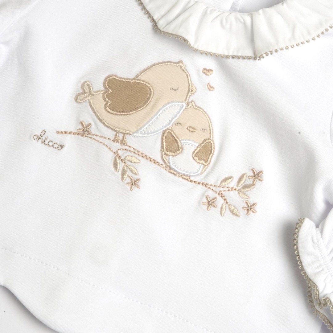 COMPLETO MAGLIA M/L E PANTALONE B.CO E GLITTER – CHICCO - immagine 3