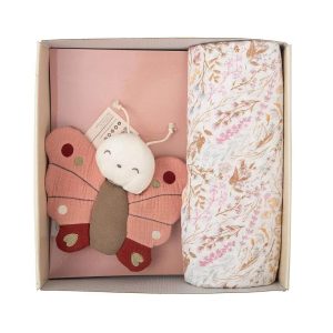 Set Regalo Peluche Farfalla + Mussola Niza Lila – Bimbidreams