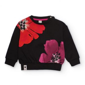 FELPA NERA CON FIORI – Tuc tuc