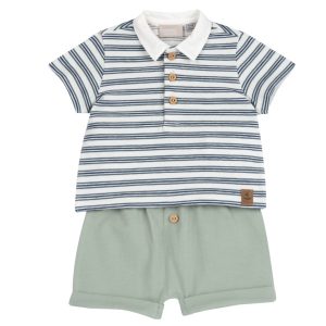 Completo Maglietta M/C a Righe con Pantaloncini Verdi- Chicco