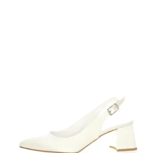 Decolletè sposa aperto al tallone raso bianco seta