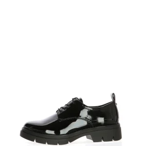 Allacciato francesina in vernice nero Tamaris