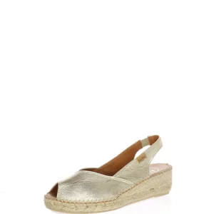Sandalo espadrillas in pelle laminata platino Toni Pons
