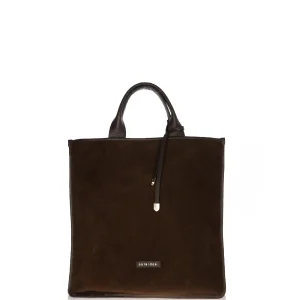 Borsa piatta pelle e camoscio made in Italy