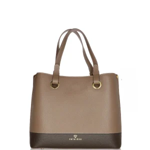 Borsa shopper bicolore in pelle made in Italy