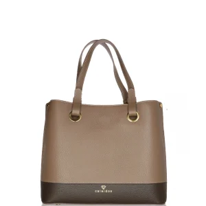 Borsa shopper bicolore in pelle made in Italy