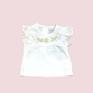 Camicia Dirkje Neonata 100%Cotone con Pizzo sulle Maniche