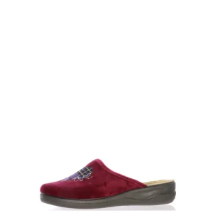 Pantofola donna invernale bordeaux o blu stampa fiocco Inblu