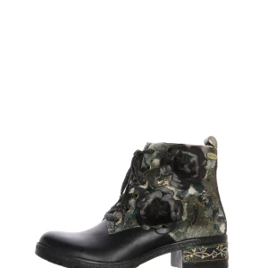 Stivaletto con motivo floreale in pelle nero Laura Vita