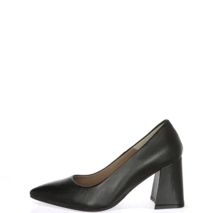 Decolletè in pelle nera con tacco a trapezio dal 33 al 44 Melluso