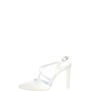 Decolletè sposa aperto al tallone bianco seta Chiara Firenze