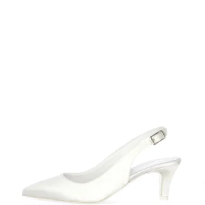 Decolletè sposa aperto al tallone raso bianco seta