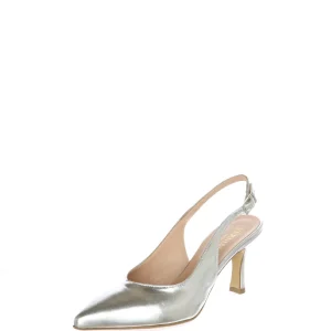 Slingback in pelle laminata argento Soffice Sogno