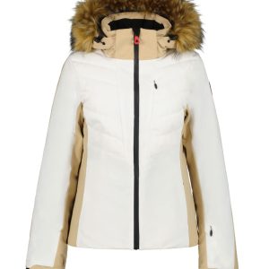 ICEPEAK – COMPLETO SCI DONNA Eleele con pelliccia bianco e sabbia, pantalone nero