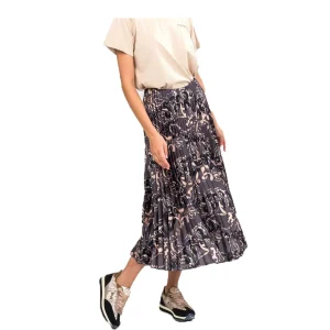 Gonna a pieghe grigio e print Anekke