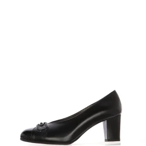 Decolletè in pelle nera puntale lucido Tacco basso Soffice Sogno