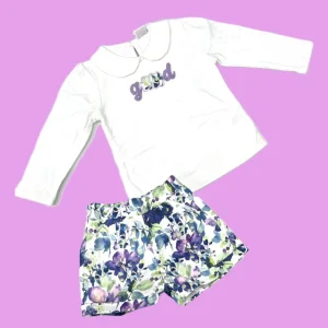Ativo Completo Polo Cotone Caldo e Short Camoscio Da Neonata