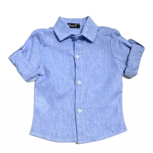 Pierre Cardin Camicia in Lino  per Neonato Collo Italiano