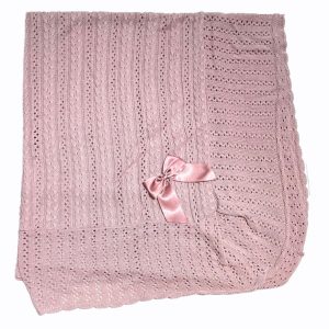 Scialle in m.lana per Neonati Lavorato con Fiocco
