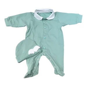 Tutina e Cappello in Cotone Bielastico Angel Con Ali Da Corredino Con Colletto In Piquet