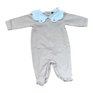 Klaiadì Tutina Cotone in Jersey Colletto in Piquet Con Ricamo Nodino Da Corredino