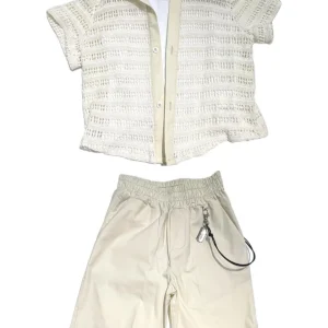 Completo Tre Pezzi Camicia in Filo Canotta Bermuda