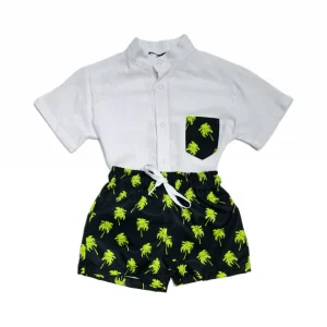 Coordinato Bambino Camicia in Cotone e Costume Mare