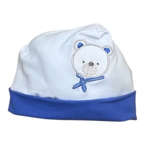 Tenerotti Cappellino in Cotone Nascita Con Ricamo Orsetto Marinaio