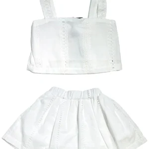 Completo Top e Gonna in Pizzo San Gallo per Bambina