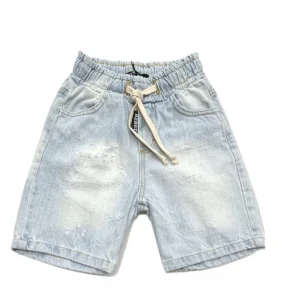 Bermuda Jeans Sfumato per Bambino con Elastico in Vita