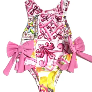 Costume Intero Mare Bambina Maiolica con Fiocchi