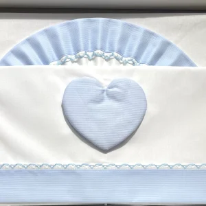 Pappa e Latte Coordinato Lenzuola Con Cuore in Puro Cotone Carrozzina misura 90x120
