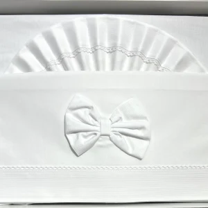 Pappa e Latte Coordinato Lenzuola Con Fiocco in Puro Cotone Carrozzina misura 90x120