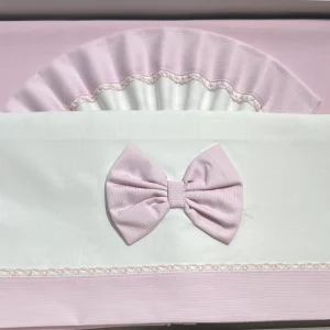 Pappa e Latte Coordinato Lenzuola Con Fiocco in Puro Cotone Carrozzina misura 90x120