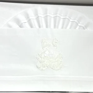 Pappa e Latte Coordinato Lenzuola Orso in Pizzo in Puro Cotone Carrozzina misura 90x120