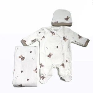 Nazareno Gabrielli Set Nascita Tre Pezzi in Caldo Cotone